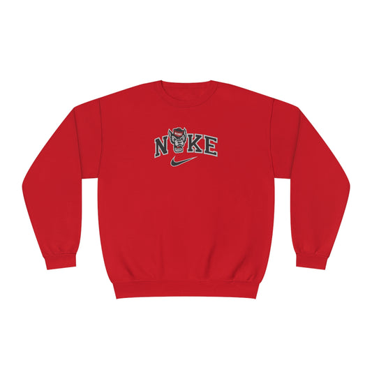 Embroidered NC State Wolfpack Sweatshirt against white background