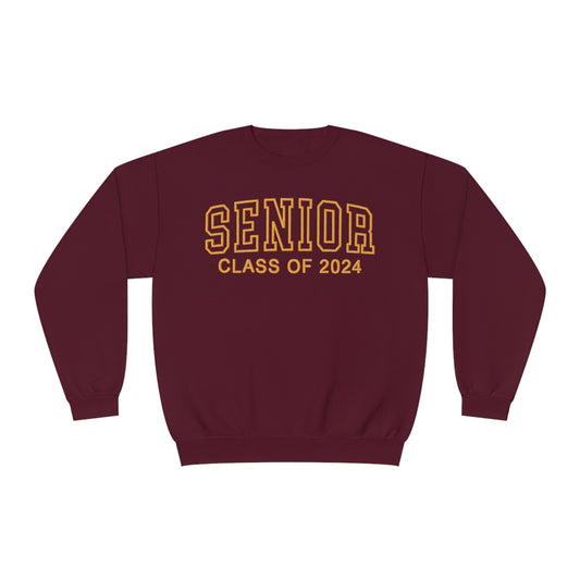 Embroidered Sweatshirt that says senior, class of 2024